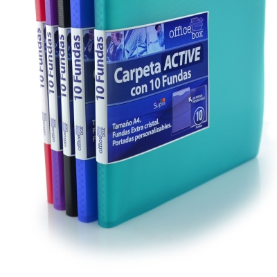 Mapa A4 Office box pentru prezentare, Active, 10 file, culori asortate